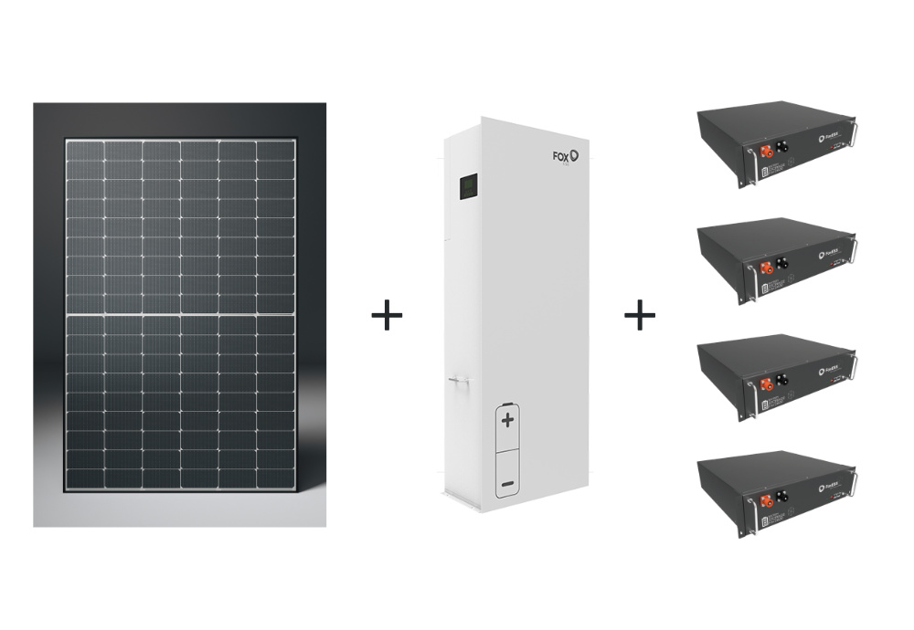 Set solárních panelů a střídače s bateriemi FoxESS