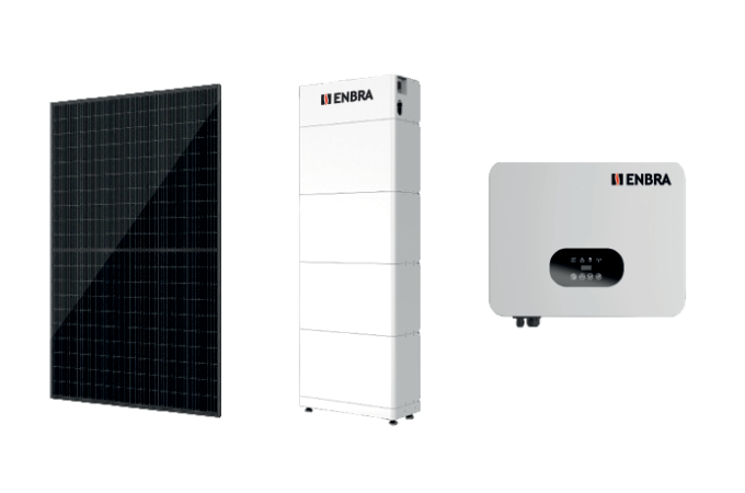 Set fotovoltaický panel, hybridní střídač a baterie